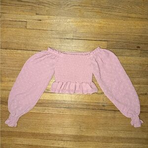 Aqua Blush Pink Kids Ruffle Blouse